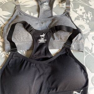 Puma Women's Dual Pack Black and Gray Sports Bras